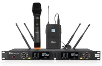 Qtex QAS NX960HmixL- Двухканальная UHF радиосистема true-diversity с рэковым приемником, ручным и петличным микрофонами, 520–560 МГц, 200 каналов 