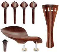 Violin accessory set Acura Meister Ultimo VS-NSGRL352 - Ultimo grade 3/4-4/4 violin accessory set of rosewood with ebony trim. Hill pegs, tailpiece of round design, Guarneri chin rest with English mount and inSight end pin.