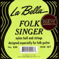 LA BELLA 830 Folksinger - струны - черный нейлон, обмотка золото, шариковые наконечники