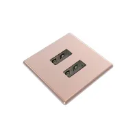 Kondator 935-PM31C- Встраиваемая квадратная металлическая зарядная станция серии Powerdot с 2xUSB, розовый кварц