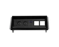 ABL 2F0BF2A5- Встраиваемая розеточная станция серии Aero Flip с 2 розетками, 1xUSB-A, 1xUSB-C и 2 слотами для IMP, черная (2F000211)