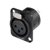 Sommer Cable HI-X3DF-G- 
			Разъем XLR 3-pin (розетка), позолоченные контакты, панельный, под пайку, с фланцем типа D