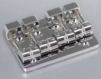 Bass guitar bridge Gotoh J510SJ-4-C - Zinc bridge with steel saddles for 4-string bass guitar with C finish, chrome