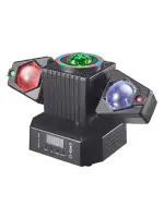 Led Star MA-E064 Прожектор с движущимся корпусом мини 4в1, Beam. Laser. Strobe. LED Strip, DMX, ведущий/ведомый, авто, звуковая активация