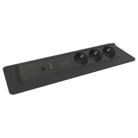 Kondator 935-F400B- Встраиваемая розеточная станция серии Axessline с 3 розетками, 1хRJ45, 1хHDMI и 2xUSB, черная