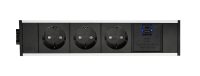 ABL 2M20F3A3- Розеточная станция серии Link с 3 розетками, 1xUSB-A, 1xUSB-C, черная с серебристым (2M200303)