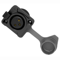 Seetronic K3F2C-W-B- Панельный разъем XLR 3-pin (розетка) с фланцем типа D для наружного применения (IP65), под пайку, черный