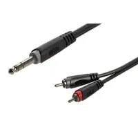 ROXTONE RAYC110/2 Аудиокабель , D:4x8mm., 2x1x0,14mm2, Экр.:90%, (6,3mm Stereo Jack - 2 x RCA), 2 м Вес: 0,108кг, поставляется по 80шт. в коробке: 46х32х23см