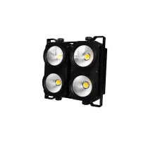 LightCraft Blinder 4x100W COB RGBW светодиодный сценический прожектор типа "блайндер". 4 модуля по 100Вт RGBW COB LED. Встроенные макросы. Оптическая система: Высокоэффективная оптическая система с зеркальным отражателем.  Угол раскрытия луча: 60°.  Управ
