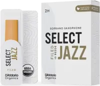 Трости для сопрано-саксофона d'addario organic select jazz filed orsf10ssx2h - трость из толстой заготовки c подрезкой с утолщенным сердцем для саксофона сопрано силой 2 сильная. цена за упаковку из 10 штук