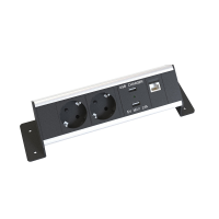 Kondator 935-I2CD- Настольная врезная розеточная станция серии Axessline с 2 розетками, 1хRJ45 и 2xUSB, серебристо-черная
