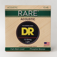 DR RPL-10/12 - струны для 12-струнной акустической гитары, Калибр: 10/10-48/28, Серия: RARE™, Обмотка: фосфористая бронза, Покрытие: нет