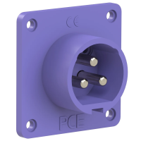 PCE Вилка встраиваемая 16A/24V/2P+E/IP44, никелированные контакты, фланец 70x70 663v