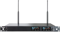 Mipro ACT-72DNT Двухканальный широкополосный UHF приёмник серии ACT-700 с сетевым аудиоинтерфейсом DANTE. Рековый форм-фактор. Металлический корпус. Ширина частотного диапазона 72 MHz,  VFD-дисплей.  Функция автоматического сканирования диапазона и ACT-си