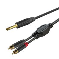 ROXTONE GPTC190/1 Аудиокабель , D:5.5mm., 2x0,22mm2, Экр.:100%, (6,3mm Stereo Jack - 2 x RCA), 1 м