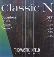 Classical guitar string set Thomastik CF127 - Classical guitar nylon strings, flat chrome wound basses, medium tension.