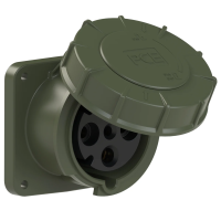 PCE Розетка встраиваемая 63А/400V/3P+E/IP67, фланец 100x100, бронзово-зеленый 334-6.u