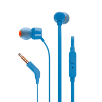 JBL T110 BLU проводная стерео гарнитура с наушниками-затычками, цвет - синий