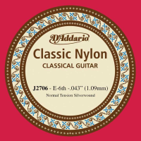 J2706 Classical Отдельная 6-ая струна для классической гитары, нейлон, норм. натяжение, D'Addario