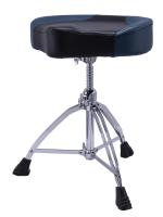 Mapex T855BL Стул с мото-сиденьем из дышащего винила, цвет сиденья: черно-синий, ось с резьбой, двойные ножки