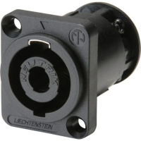 Neutrik NL4MP-ST панельный разъём Speakon female 4-контактный, квадратный фланец, винтовой зажим каб