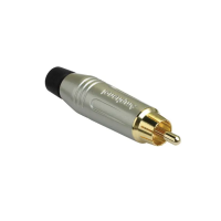 Разъем кабельный AMPHENOL ACPR-SBK [RCA, цвет серый, с черным кольцом, покрытие контактов золото]