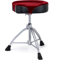 Mapex T865 Стул с седлообразным мягким бархатистым сиденьем из ткани, цвет сиденья красный, двойные ножки