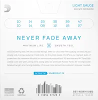 Комплект струн для 12-струнной гитары d'addario xsabr1047-12 - струны для 12-струнной акустической гитары с стальными верхами ny и басами с бронзовой обмоткой 80/20 по шестигранной основе с покрытием xs. слабое натяжение, толщина .010-.047 дюйма
