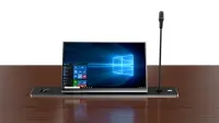 Моторизированный выдвижной монитор Brio Forum Wize Pro [WR-15BF] 15,6" c выдвижным цифровым табло и лифтом для микрофона,  наклон 0-16°, цифровая сенсорная кнопка управления, центральное/дистанц.управление, FullHD,черный