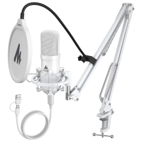 Maono AU-A04E (white) USB-микрофон, конденсаторный кардиоидный, 192 кГц/24 бита, набор