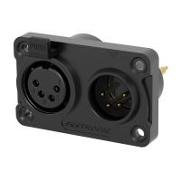 Seetronic C4F2C-W-B- Комбинированный панельный разъем XLR 4-pin (вилка+розетка) для наружного применения (IP65), под пайку, черный