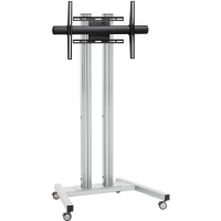 Vogels TD1564R Silver- Напольный мобильный стенд для дисплея диагональю 42–65″, с функцией поворота на 90°, VESA до 870x505 мм, длина штанги 1500 мм, макс. нагрузка 72 кг, серебристый