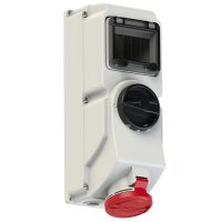 PCE Розетка настенная 32A/400V/3P+E/IP44, под автоматический выключатель, DIN-рейка 7624-6