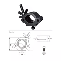 KCP-850B Slim Type Mighty Coupler, black. Хомут (M10) KUPO