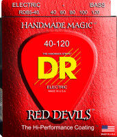 DR RDB5-40 - струны для 5-струнной бас-гитары, Калибр: 40-120, Серия: RED DEVILS™, Обмотка: посеребрёная/никелированая сталь, Покрытие: есть