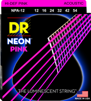 DR NPA-12 - струны для акустической гитары, Калибр: 12-54, Серия: HI-DEF NEON™, Обмотка: посеребрёная медь, Покрытие: люминесцентное