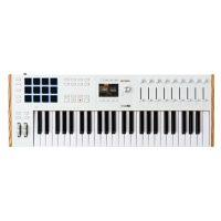 MIDI клавиатура [231621] Arturia [KeyLAB 49 MK3 White] 49 клавиш, полувзвешенная механика, дисплей, 12 пэдов , 9 фейдеров, 9 поворотных регуляторов, 3 входа для подключения педалей, MIDI in/out, USB-C