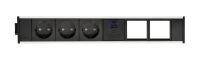 ABL 2M20F3A5- Розеточная станция серии Link с 3 розетками, 1xUSB-A, 1xUSB-C и 2 слотами для IMP, черная с серебристым