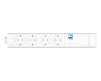 ABL 2M21F4A4- Розеточная станция серии Link с 4 розетками, 1xUSB-A, 1xUSB-C и 1 слотом для IMP, белая с серебристым (2M210404)