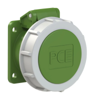 PCE Розетка встраиваемая 16A/24-42V/2P/IP67, безвинтовое подключение, фланец 54x60 3822-2f9v