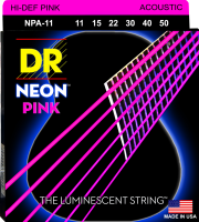DR NPA-11 - струны для акустической гитары, Калибр: 11-50, Серия: HI-DEF NEON™, Обмотка: посеребрёная медь, Покрытие: люминесцентное