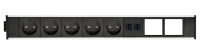 ABL 2M200510- Розеточная станция серии Link с 5 розетками, 2xUSB-A и 2 слотами для IMP, черная с серебристым