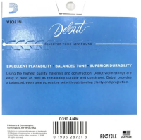 Комплект струн для скрипки d'addario debut d310 4/4m - струны для скрипки 4/4 на стальной основе с теплым звуком и быстрым откликом. произведено в сша, крайне привлекательная цена для развивающихся рынков