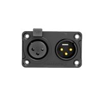 Seetronic C3F2C-W-B- Комбинированный панельный разъем XLR 3-pin (вилка+розетка) для наружного применения (IP65), под пайку, черный