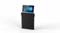 Уценка Сверхтонкий моторизованный выдвижной монитор Genius Slim Wize Pro [WR-15GS Touch] диагональ 15.6", фиксированный наклон 0-30°, лифтовая часть полностью скрыта под столешницей, отсутствие видимой панели