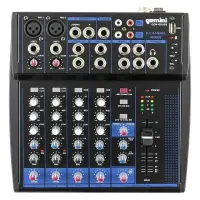 Микшер [GEM-08USB] Gemini [GEM-08USB] аналоговый, 8 каналов, выход на наушники, Bluetooth, USB-проигрыватель файлов в формате MP3/WAV