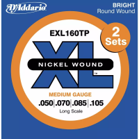 J.D.Addario EXL160TP Nickel Wound 50-105 струны для 4-х струнной бас гитары (2 комплекта), натяжение Medium, никелированная сталь, калибры струн .050, .070, .085, .105, мензура Long