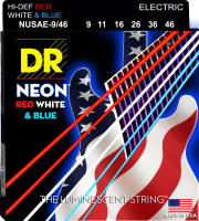 DR NUSAE-9/46 - струны для электрогитары, Калибр: 9-46, Серия: HI-DEF NEON™, Обмотка: посеребрёная/никелированая сталь, Покрытие: люминесцентное