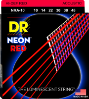DR NRA-10 - струны для акустической гитары, Калибр: 10-48, Серия: HI-DEF NEON™, Обмотка: посеребрёная медь, Покрытие: люминесцентное