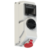 PCE Розетка настенная 16A/400V/3P+E/IP44, под автоматический выключатель, DIN-рейка 7614-6